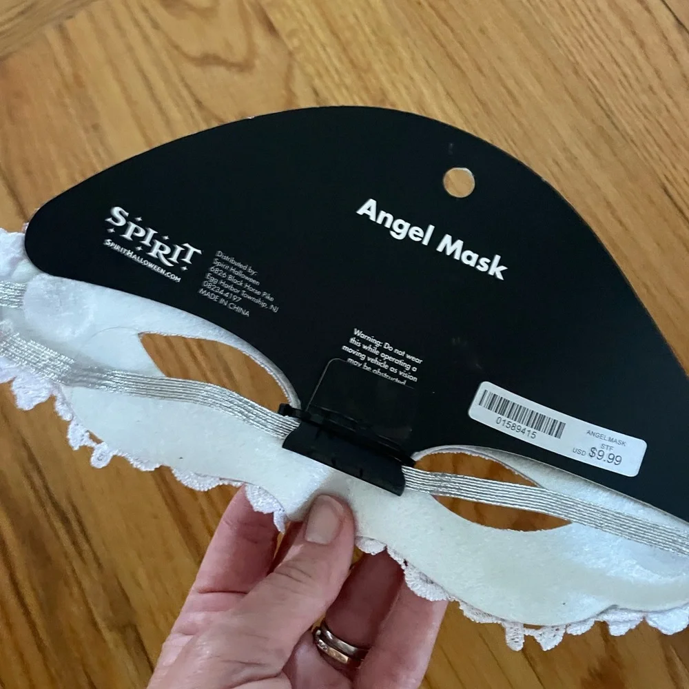 Spirit White Lace Angel Eye Mask with Rhinestones